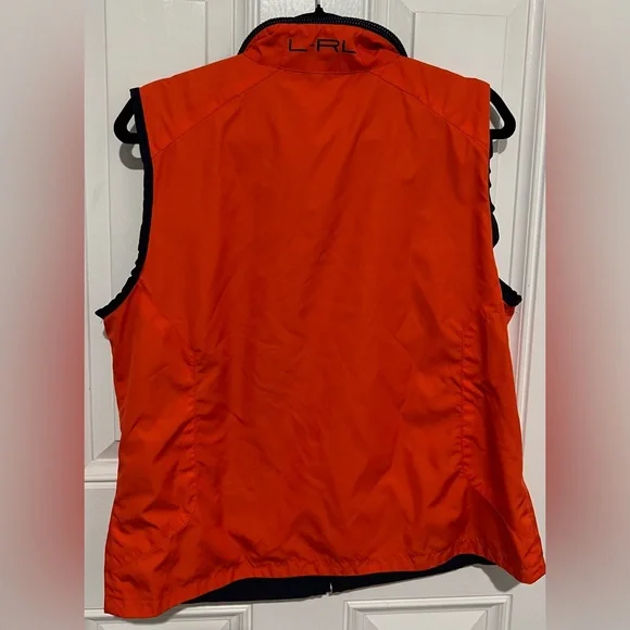 Lauren Ralph Lauren L Womens Crest Reversible Golf Vest Blue Orange Embroidered - Picture 9 of 15